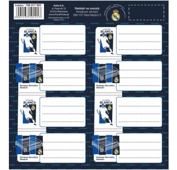 NAKLEJKI NA ZESZYT RM-107 REAL MADRYT A"50 1217