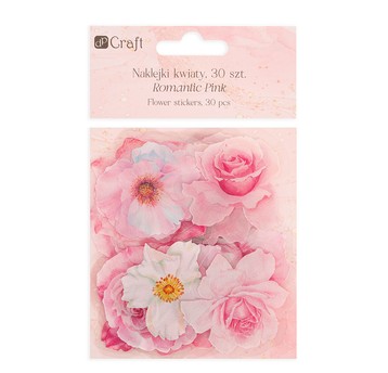 NAKLEJKI PET KWIATY 30 SZT ROMANTIC PINK 5473