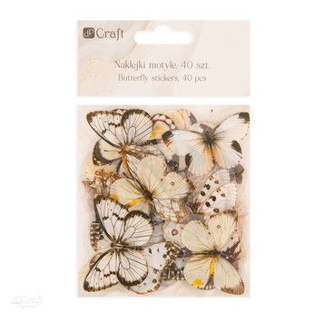 NAKLEJKI PET MOTYLE 40 SZT BLACK&WHITE 4933