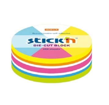 NOTES KOŁO 67X67MM 5KOL.NEON+BIAŁY 250K.