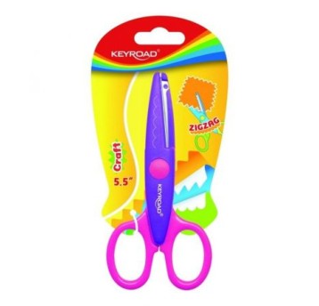 NOŻYCZKI SZKOLNE OZDOBNE ZYGZAK 13CM MIX KEYROAD