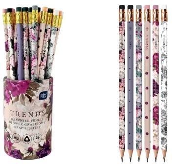 Ołówek grafitowy z gumką TRENDS A'36