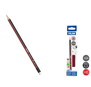 OŁÓWEK TRÓJKĄTNY HB Z GUMKĄ A'12 3453