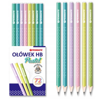 OŁÓWEK TRÓJKĄTNY PASTELOWY HB PENMATE A'72 7216