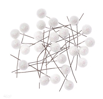 OWOCE OSTROKRZEWU 1,2 CM - BIAŁE BROKAT, 24 SZT.