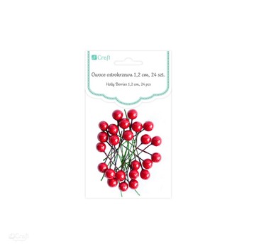 OWOCE OSTROKRZEWU 1,2 CM - CZERWONE 24 SZT. 2844