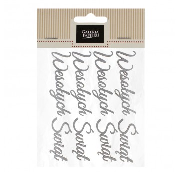 OZDOBY DREWNIANE NAPIS WESOŁYCH ŚWIĄT SREBRNY(4)