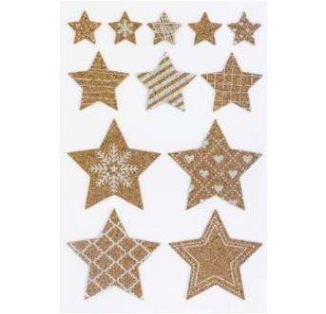 OZDOBY KORKOWE SAMOPRZYLEPNE GWIAZDY 12SZT