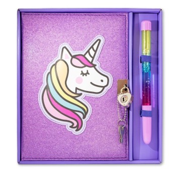 PAMIĘTNIK BROKATOWY JEDNOROŻEC - FIOLET 7090