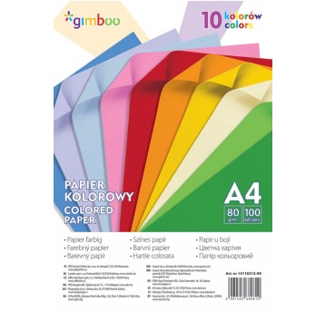 PAPIER KOLOROWY A4 100ARK 10 KOL NEON GIMBOO 0810
