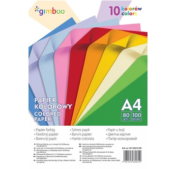 PAPIER KOLOROWY KSERO A4 100ARK 10 KOL NEON GIMBOO