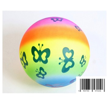 PIŁKA 9" TĘCZOWA Z MOTYLEM 0106