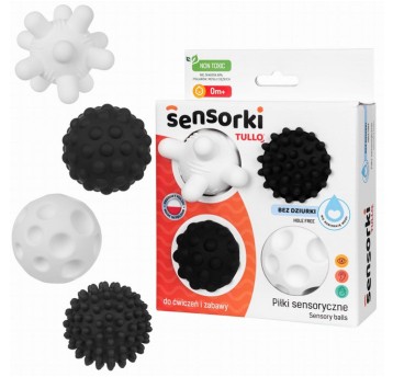 PIŁKI SENSORYCZNE CZARO-BIAŁE 4 BEZ DZIURKI 4613