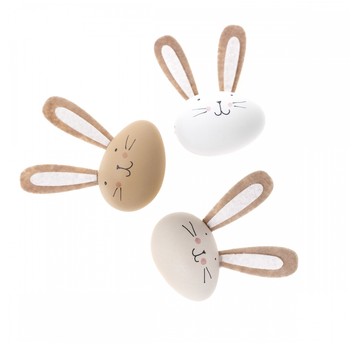 PISANKI - ZAJĄCZKI 9 CM, 3 SZT. NEUTRALNE 1240
