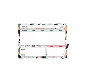 PLANER MAGNETYCZNY 35X25 TYGODN KOTY+MARKER 7099