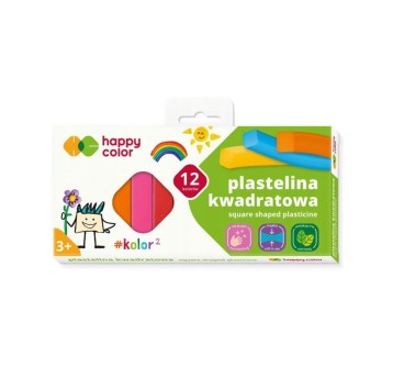Plastelina szkolna kwadratowa, 12 kolorów, Happy