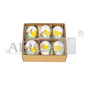 Plastikowe jajka kurze BIAŁE 6CM (6) WPJ-7528