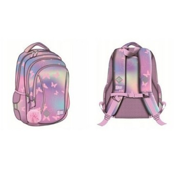 PLECAK 3-KOMOROWY STRIGHT BP-26 PINK BUTTERFLIES