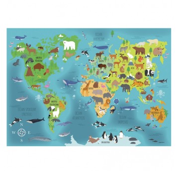 PODKŁAD OKLEJANY MAPA ŚWIATA - ZWIERZĘTA 1119