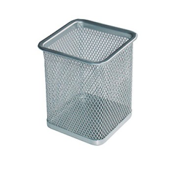 POJEMNIK NA DŁUGOPISY MET KWADRATOWY SREBRNY 4762