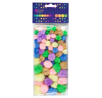 POMPONY AKRYLOWE MIX PASTEL, 78 SZT. 2630 A'6