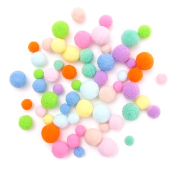 POMPONY PLUSZOWE MIX RAINBOW 60 SZT. 1777