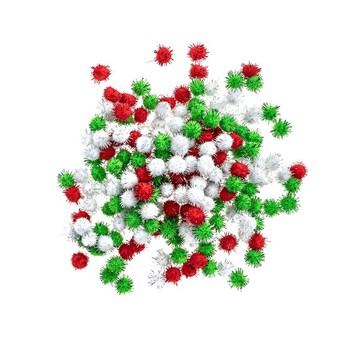 POMPONY POLIESTROWE 1 CM BIAŁY, CZERWONY, ZIELONY