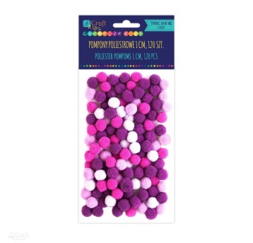 POMPONY POLIESTROWE 1 CM MIX FIOLETOWY,120SZT.2899