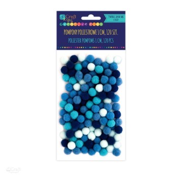 POMPONY POLIESTROWE 1 CM MIX NIEBIESKI 120SZT.2912