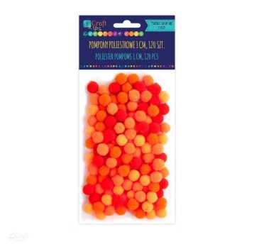 POMPONY POLIESTROWE 1 CM MIX POMARAŃCZ 120 SZT2868