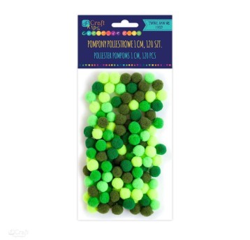 POMPONY POLIESTROWE 1 CM MIX ZIELONY, 120 SZT.2905