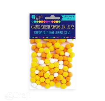 POMPONY POLIESTROWE 1 CM MIX ŻÓŁTY 120 SZT. 4585