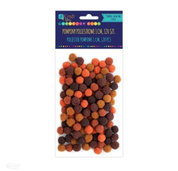 POMPONY POLIESTROWE 1CM MIX BRĄZOWY 120 SZT.2929