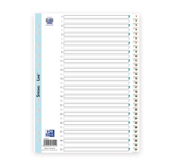 PRZEKŁADKI A4 NUMERYCZNE BIAŁE 1-31