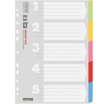 PRZEKŁADKI OFFICE PRODUCTS KARTON A4 227X297MM MIX