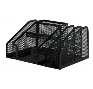 PRZYBORNIK NA BIURKO METALOWY SIATKA CZARNA