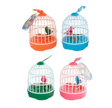 PTASZEK GWIŻDŻĄCY W KLATCE 15CM 4 RODZAJE 4488