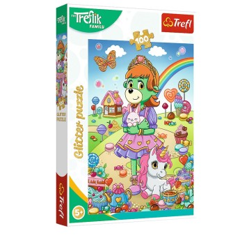 PUZZLE 100 GLITTER BROKATOWE TREFLIKI 14833