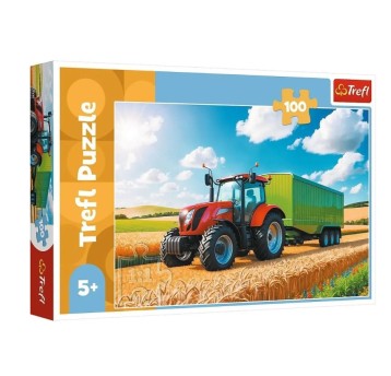 PUZZLE 100 MASZYNY ROLN. TRAKTOR Z PRZYCZEPĄ 16494
