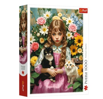 PUZZLE 1000 DZIEWCZYNKA Z KOTAMI 10976