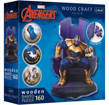 PUZZLE 160 DREWNI KONTUROWE THANOS NA TRONIE 20184