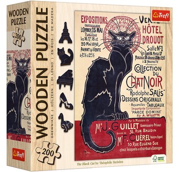 PUZZLE 200 DREWNIANE CZARNY KOT 20254