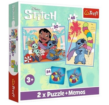 PUZZLE 2W1+MEMOS WESOŁY DZIEN LILO&STITCH 93585