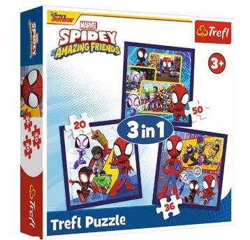 PUZZLE 3W1 PAJĄKI I DINOZAURY SPIDEY 34892