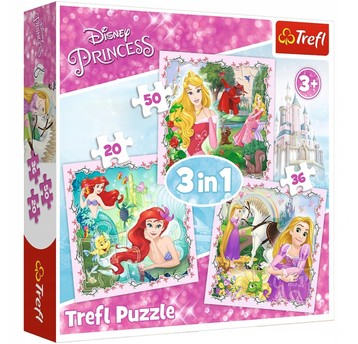 PUZZLE 3W1 ROSZPUNKA AURORA I ARIELKA 34842