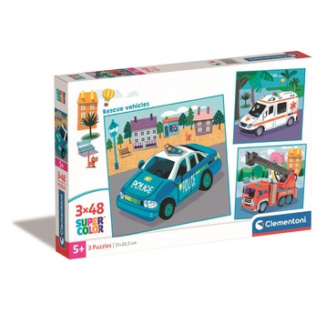 PUZZLE 3X48 SUPER COLOR RESCUE VEHICLES 3180