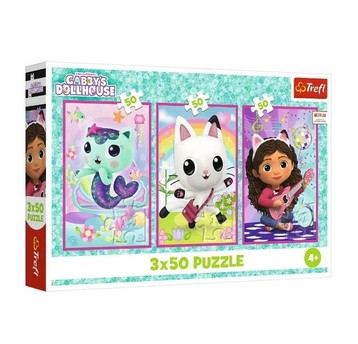 PUZZLE 3X50 POZNAJĘ GABBY I KOTKI 34876