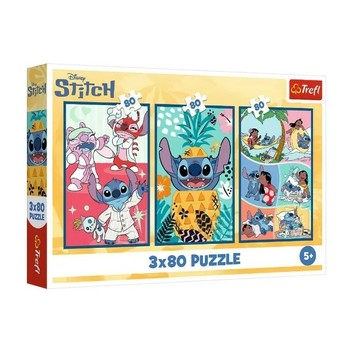 PUZZLE 3X80 ŚWIAT STITCHA 34885