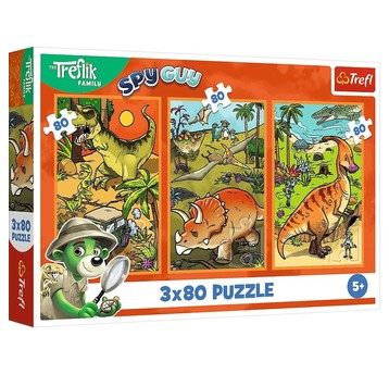 PUZZLE 3X80 TREFLIKI W ŚWIECIE DINOZAURÓW 34888