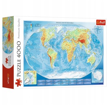 PUZZLE 4000 WIELKA MAPA FIZYCZNA ŚWIATA 45007